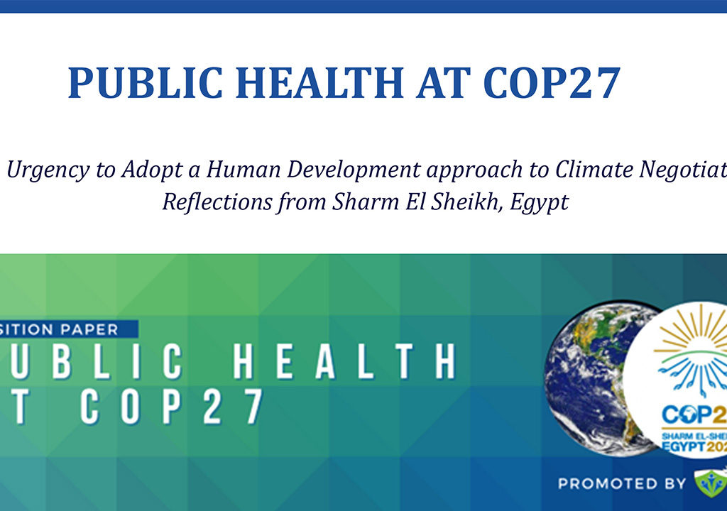 The Urgency to Adopt a Human Development approach to Climate Negotiations Reflections from Sharm El Sheikh, Egypt